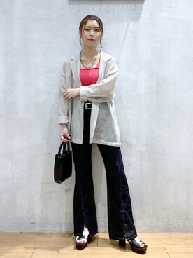 「フレアデニム」｜ゆきほさん（レディース・159cm）の春コーディネート