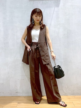 「アイテム（その他アウター、ブラウン系）」を使った、ゆきほさん（レディース・159cm）の夏コーディネート