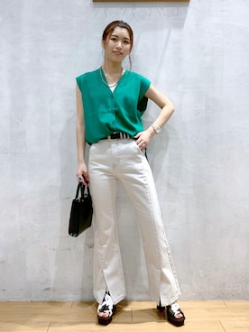 「フレアデニム」｜ゆきほさん（レディース・159cm）の春コーディネート