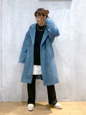 「PAGEBOY（ページボーイ）のアイテム（チェスターコート）」を使った、ゆきほさん（レディース・159cm）の秋コーディネート