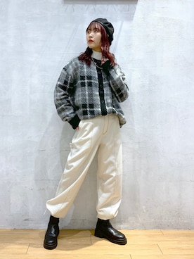 「PAGEBOY（ページボーイ）のアイテム（ハンチング/ベレー帽）」を使った、ゆきほさん（骨格ナチュラル・レディース・159cm）の冬コーディネート
