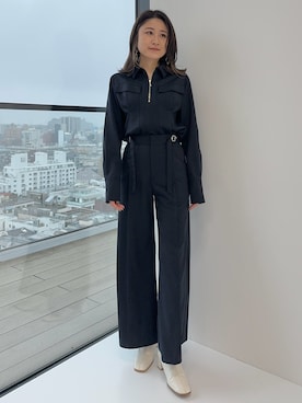 「158cmコーデ」｜「アイテム（スラックス）」を使った、石渡菜月さん（レディース・158cm）の冬コーディネート