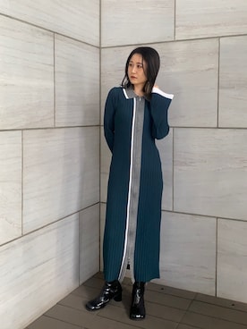 「158cmコーデ」｜「アイテム（ブーツ）」を使った、石渡菜月さん（レディース・158cm）の冬コーディネート