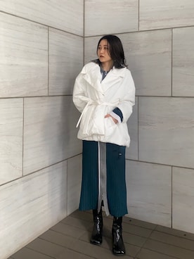 「158cmコーデ」｜「アイテム（ブーツ）」を使った、石渡菜月さん（レディース・158cm）の冬コーディネート