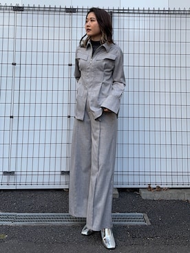 「158cmコーデ」｜「アイテム（スラックス）」を使った、石渡菜月さん（レディース・158cm）の冬コーディネート