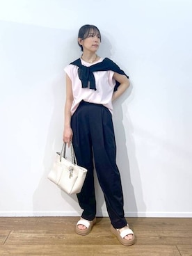 「アイテム（カーディガン/ボレロ、ブラック系）」を使った、なーさん（レディース・156cm）の春コーディネート