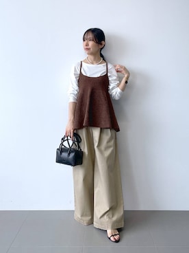 「アイテム（キャミソール、ブラウン系）」を使った、なーさん（レディース・156cm）の夏コーディネート