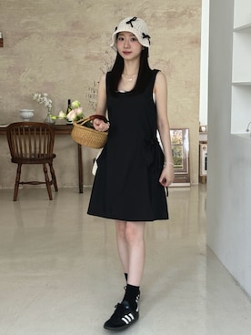 「韓国好きな人と繋がりたい」｜「アイテム（帽子）」を使った、ジユンさん（レディース・158cm）の夏コーディネート