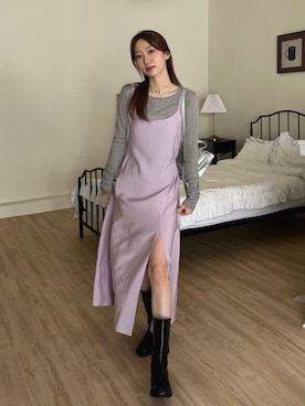 「韓国好きな人と繋がりたい」｜「アイテム（ワンピース/ドレス）」を使った、ジユンさん（レディース・158cm）の春コーディネート