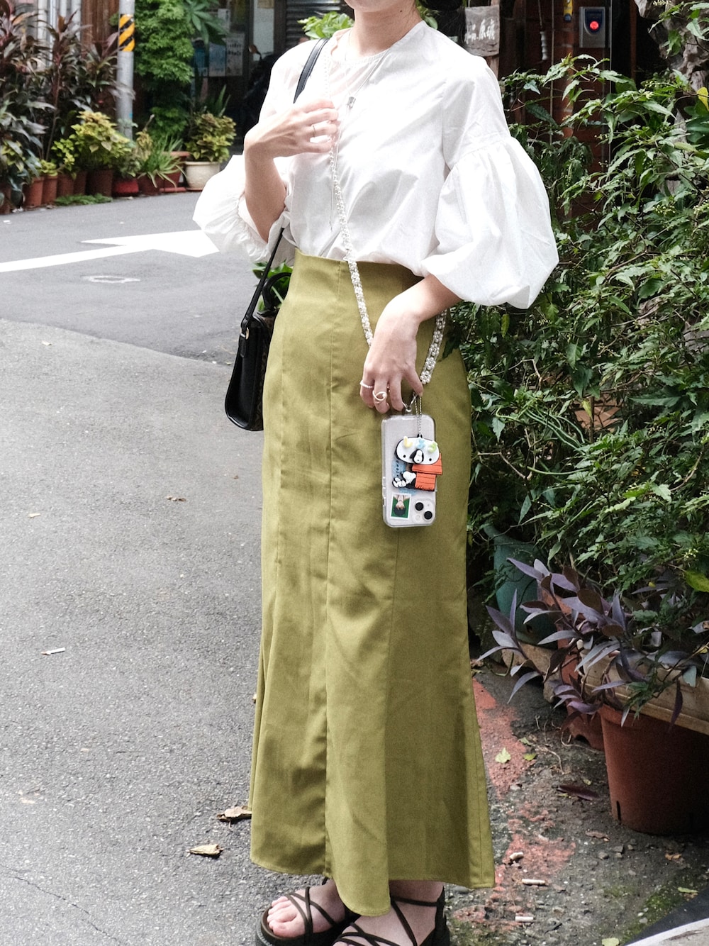 「LOWRYS FARMのＳＴＹＬＥＵＰマーメイドスカート　264402（スカート、グリーン系）」を使った、jieee03eeさん（レディース・163cm）の冬コーディネートの1枚目の写真