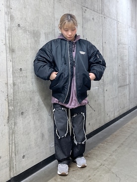 「アイテム（MA-1）」を使った、Yukinoさん（レディース・151cm）の冬コーディネート