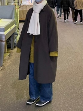 「Libra Cue（リブラ キュー）のアイテム（ステンカラーコート）」を使った、kanuさん（レディース・158cm）の冬コーディネート