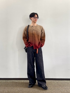 「WYM LIDNM（ウィム バイ リドム）のLASER FADE STANDARD STRAIGHT DENIM/COLORFAST SLUB STANDARD DENIM（デニムパンツ）」を使った、shiroさん（メンズ・173cm）の秋コーディネート