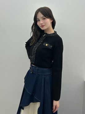 「RESEXXY（リゼクシー）のチュールボリュームスカート（デニムスカート、ブルー系）」を使った、FUMIKAさん（レディース・155cm）の春コーディネート
