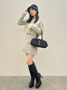 「アイテム（ノーカラージャケット）」を使った、FUMIKAさん（レディース・155cm）の秋コーディネート