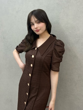 「RESEXXY（リゼクシー）のラッセルマーメイドワンピース（ワンピース、ブラウン系）」を使った、FUMIKAさん（レディース・155cm）の春コーディネート