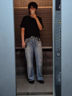 「Acne Studios（アクネストゥディオズ）のアイテム（パンツ）」を使った、米田さん（メンズ・184cm）の夏コーディネート