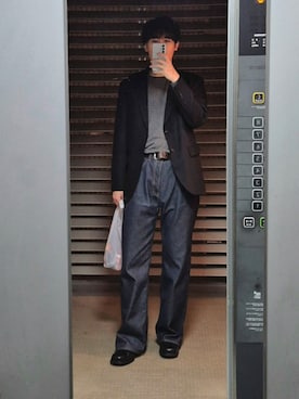 「Our Legacy（アワーレガシー）のアイテム」を使った、米田さん（メンズ・184cm）の冬コーディネート