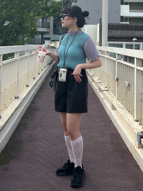 tシャツ メロウ プリーツ バイカラー トップス 半袖 ハイネック カットソー ツートーン レディース Uenui tシャツ メロウ プリーツ バイカラー トップス 半袖