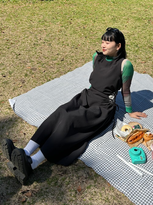 ウエスト サイドホール ワンピース 肌見せ ヘルシー スリーブレス