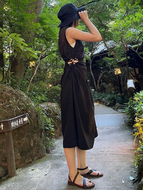 セール】ウエスト サイドホール ワンピース 肌見せ ヘルシー スリーブ