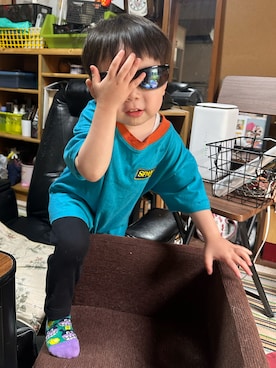 「ANPANMAN KIDS COLLECTION（アンパンマンキッズコレクション）のアイテム（Socks、パープル系）」を使った、（asatomoz）さん（メンズ・170cm）の春コーディネート
