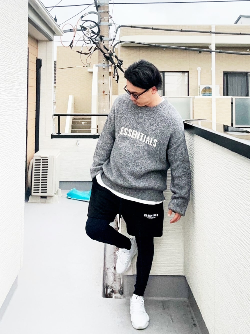 【重盛さと美愛用 】希少XL ESSENTIALS ニット セーター グレー 未使用品】ESSENTIALS ニット セーター グレー 重盛さと美愛用