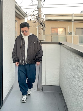 「冬アウター」｜「アイテム（MA-1）」を使った、（asatomoz）さん（メンズ・170cm）の冬コーディネート