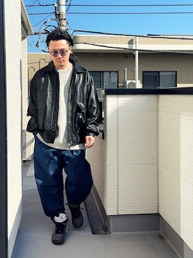 「off white（オフホワイト）のアイテム」を使った、（asatomoz）さん（メンズ・170cm）の冬コーディネート