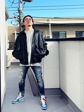 「off white（オフホワイト）のアイテム」を使った、（asatomoz）さん（メンズ・170cm）の冬コーディネート