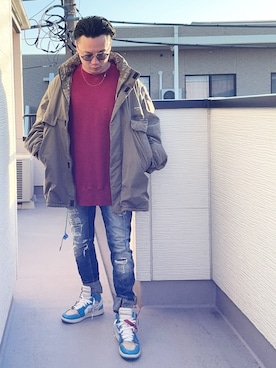 「off white（オフホワイト）のアイテム」を使った、（asatomoz）さん（メンズ・170cm）の冬コーディネート