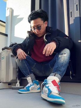 「off white（オフホワイト）のアイテム」を使った、（asatomoz）さん（メンズ・170cm）の冬コーディネート