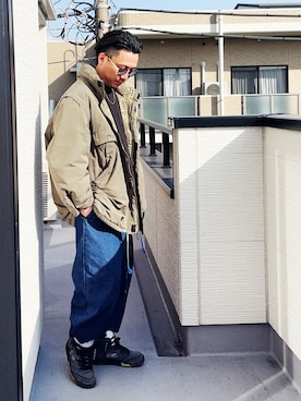 「off white（オフホワイト）のアイテム」を使った、（asatomoz）さん（メンズ・170cm）の冬コーディネート