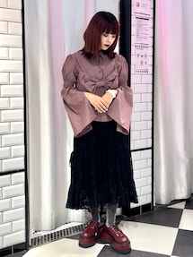 リボンビスチェレイヤードチュニックシャツ｜ジュエティ