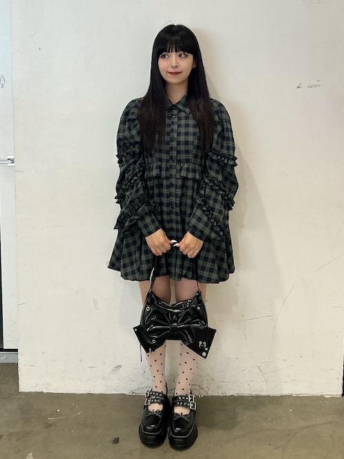 フリルショルダーバルーンミニワンピース（ワンピース