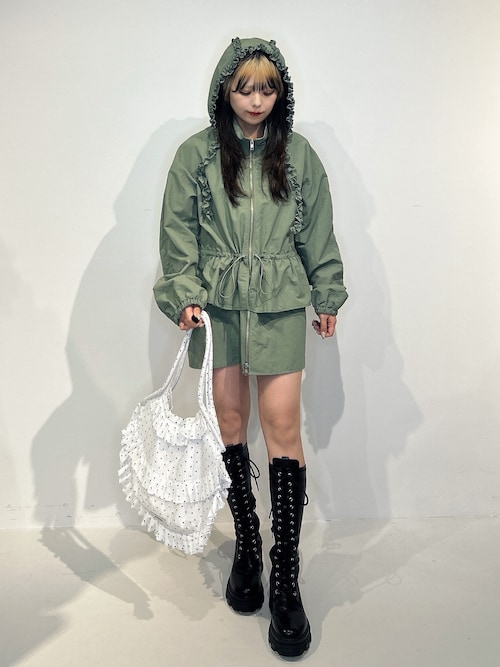 フリルマウンテンブルゾン フード付き 春アウター 春服(ナイロン フリルマウンテンブルゾン フード付き 春アウター 春服(ナイロン