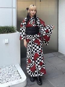 jouetieオリジナル】ローズチェッカーセパレート浴衣｜ジュエティ