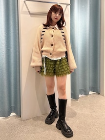 AURORA boutiqueバイカラーステッチニットカーディガン　S バイカラーステッチニットカーディガン【セットアップ対応