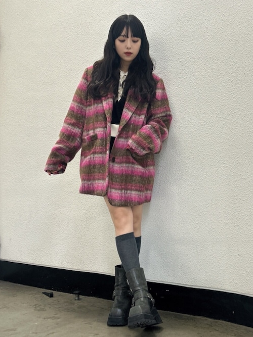 ウールライクジャケットチェックコート（テーラードジャケット