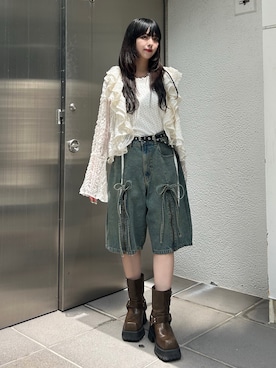 「jouetie（ジュエティ）のアイテム（デニムパンツ）」を使った、ALICEさん（レディース・152cm）の夏コーディネート