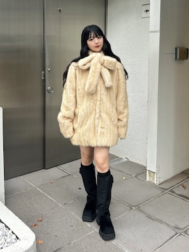 「jouetie（ジュエティ）のハラコライクエンジニアブーツ（ブーツ、ブラック系）」を使った、ALICEさん（レディース・152cm）の秋コーディネート