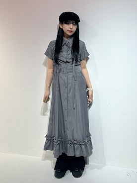 「jouetie（ジュエティ）のアシメギャザーシャツワンピース（ワンピース、グレー系）」を使った、ALICEさん（レディース・152cm）の春コーディネート