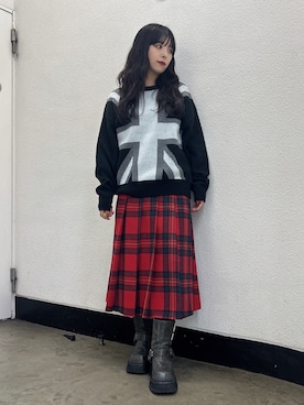 「jouetie（ジュエティ）のUnionJackジャガードルーズニット（ニット/セーター）」を使った、ALICEさん（レディース・152cm）の秋コーディネート