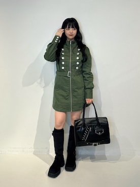 「jouetie（ジュエティ）のハラコライクエンジニアブーツ（ブーツ、ブラック系）」を使った、ALICEさん（レディース・152cm）の夏コーディネート