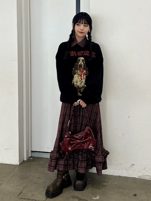 セール】ドロストリボンチェックシャツワンピース（ワンピース