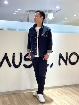「Eddie Bauer（エディーバウアー）のアイテム（デニムジャケット）」を使った、ebtakatukiさん（メンズ・176cm）の春コーディネート