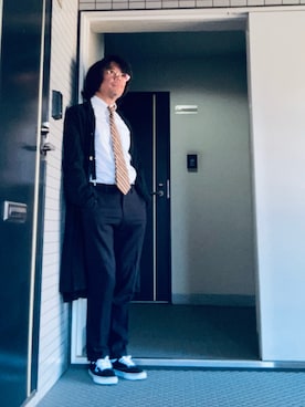 「アイテム（サスペンダー）」を使った、けいいちさん（メンズ・170cm）の秋コーディネート