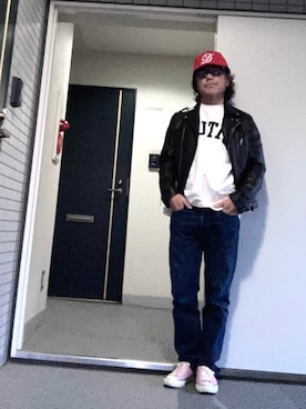 「アイテム（ライダースジャケット）」を使った、けいいちさん（メンズ・170cm）の秋コーディネート