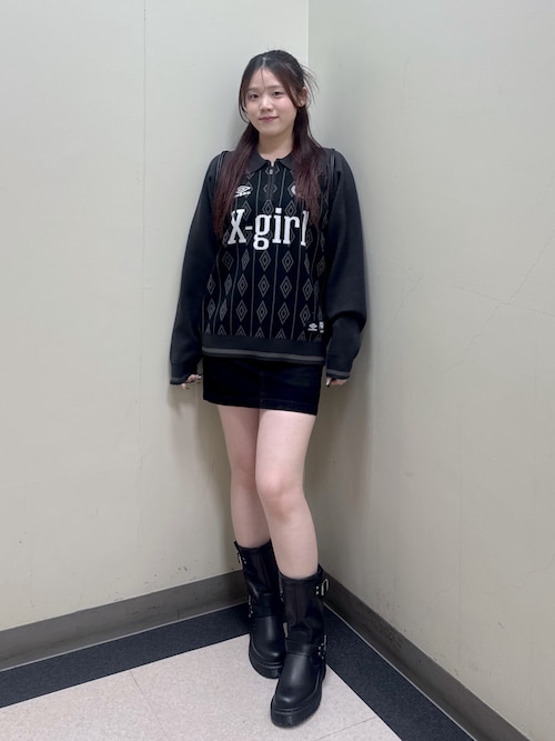 X-girl x UMBRO HALF ZIP JACQUARD KNIT TOP（ニット/セーター