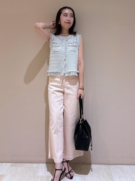 「アイテム（パンツ、ピンク系）」を使った、eminaさん（レディース・165cm）の夏コーディネート